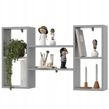 EstiloHome Wandregal NEXO 102 x 60 cm Grau – Bücherregal zum Aufhängen, 18 mm Platten, bis 20 kg