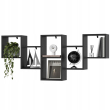 EstiloHome Wandregal NOVA 160 x 66 cm Schwarz – Hängeregal für Bücher und Deko, 18 mm Platten, bis 20 kg