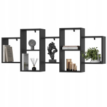 EstiloHome Wandregal ZENDA 160 x 65 cm Schwarz – Hängeregal für Bücher und Deko, 18 mm Platten, bis 20 kg