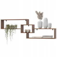 EstiloHome Wandregal CIRA 158 x 53 cm Nussbaum – Hängeregal für Dachschrägen, 18 mm Platten, bis 10 kg