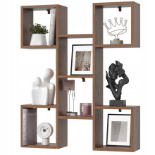 EstiloHome Wandregal TALLO 82 x 100 cm Nussbaum – Bücherregal zum Aufhängen, 18 mm Platten, bis 20 kg