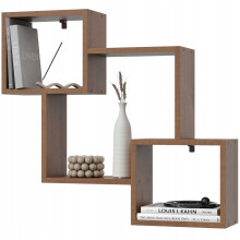EstiloHome Wandregal MODO 78 x 71 cm Nussbaum – Bücherregal zum Aufhängen, 18 mm Platten, bis 10 kg