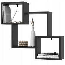 EstiloHome Wandregal MODO 78 x 71 cm Schwarz – Bücherregal zum Aufhängen, 18 mm Platten, bis 10 kg