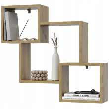 EstiloHome Wandregal MODO 78 x 71 cm Eiche Artisan – Bücherregal zum Aufhängen, 18 mm Platten, bis 10 kg
