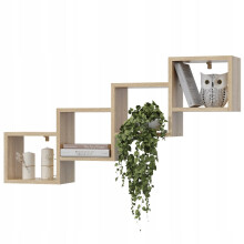 EstiloHome Wandregal CUBO 109 x 57 cm Eiche Sonoma – Hängeregal für Dachschrägen, 18 mm Platten, bis 10 kg