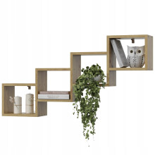 EstiloHome Wandregal CUBO 109 x 57 cm Eiche Artisan – Hängeregal für Dachschrägen, 18 mm Platten, bis 10 kg