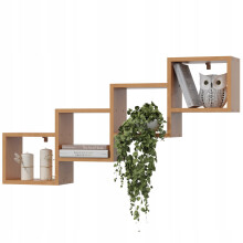 EstiloHome Wandregal CUBO 109 x 57 cm Erle – Hängeregal für Dachschrägen, 18 mm Platten, bis 10 kg