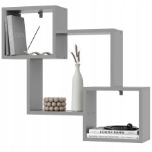 EstiloHome Wandregal MODO 78 x 71 cm Grau – Bücherregal zum Aufhängen, 18 mm Platten, bis 10 kg