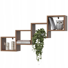 EstiloHome Wandregal CUBO 109 x 57 cm Nussbaum – Hängeregal für Dachschrägen, 18 mm Platten, bis 10 kg