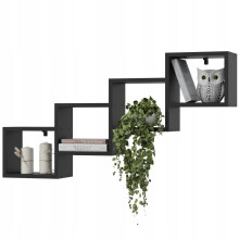 EstiloHome Wandregal CUBO 109 x 57 cm Schwarz – Hängeregal für Dachschrägen, 18 mm Platten, bis 10 kg
