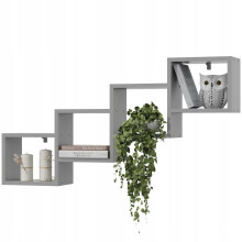EstiloHome Wandregal CUBO 109 x 57 cm Grau – Hängeregal für Dachschrägen, 18 mm Platten, bis 10 kg