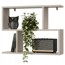 EstiloHome Wandregal VELA 70 x 55 cm Kaschmir – Bücherregal zum Aufhängen, 18 mm Platten, bis 10 kg