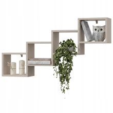EstiloHome Wandregal CUBO 109 x 57 cm Kaschmir – Hängeregal für Dachschrägen, 18 mm Platten, bis 10 kg