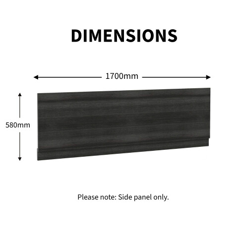 Modern Bathroom 1700mm Front Side Bath Panel 16mm MFC Charcoal Grey Easy Cut 1