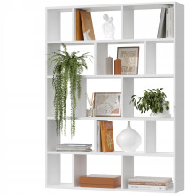 EstiloHome Wandregal SOMBRA 105 x 141 cm Weiß – offenes Bücherregal zum Aufhängen, 18 mm Platten, bis 30 kg
