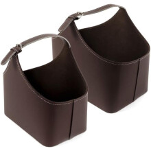 Conjunto de 2 revisteros de polipiel castanho, 38 e 28 cm, para organização de revistas e documentos na sala de estar