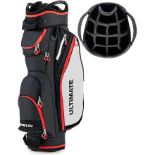 COSTWAY Saco de Golfe para Carro, 14 Divisores, 8 Bolsos, Capa de Chuva, Preto