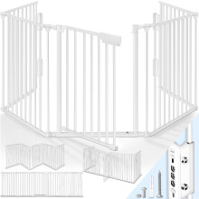 KIDUKU Barreira de Segurança, 300 cm, Metal, 5 Painéis Dobráveis com Porta, Pré-montada