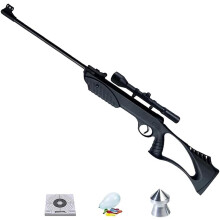 Carabina de ar comprimido XSB1, cano abatível, mola, mira telescópica, 4,5 mm, com balines e acessórios