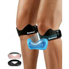 Dualeco 2PCS Patella Tendon Knee Strap with 3D Cushion, Upgraded V-Shaped Knee Support for Men/Women, Anti-Slip Knee Strap for Running, Gym & Weight L