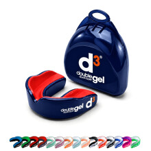 d3 Double Gel Mouthguard wth Case (Navy Blue/Red, Adult (12+)) Gum Shield for Boxing, MMA, Contact Sports, Rugby, Martial Arts, Judo, Karate, Hockey