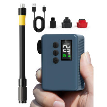 GPUTEK Mini Electric Bike Pump – 120PSI Bicycle Pump with Pressure Gauge (BL01 Blue)