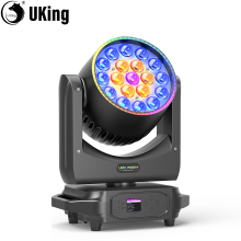 U'King bewegende koplichten 220W, RGBW LED beam zoom met strip, DMX512 voor podium en feesten