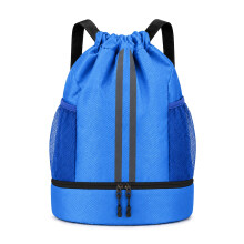 Pinboov Waterproof Drawstring Bag, PE Kit Bag with Shoe Compartment Blue