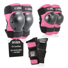 80SIX Kids & Adults Knee Pads Elbow Pads Wrist Guards 6 in 1 Protective Gear Set for Skateboard, Bike, Motorbike, Scooter, Roller Skates, Inline Skate