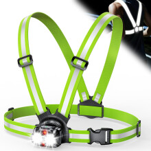 ISEYOU Running Lights for Runners, 800LM Chest Running Light with 6 Modes, IPX5 Waterproof & 360 Reflective, 45 Adjustable USB Rechargeable Runnin