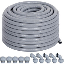 Neorexon conduto elétrico de PVC, 15,24 m, 1/2 polegada, conjunto de 10 conectores, para exterior