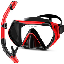 MELUMILU Snorkel Set, Snorkel Mask 180 Panoramic Wide View, Anti-Fog Scuba Diving Gear, Professional Swim Goggles for Free Breathing, Swim, Diving,
