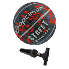 Optimum Street Basketball - Size 7, Ball Pump Included, Black/Orange