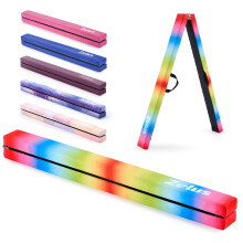 Zelus 8ft Folding Gymnastics Balance Beam – 244cm Professional Suede Gymnastics Beam with EVA Foam Padding – Portable Training Equipment for Home