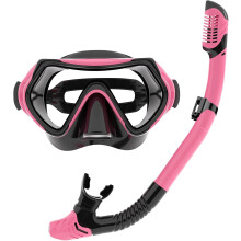 Snorkel Set Adults, JRing Snorkel Mask Set with 180 Degree Tempered Glass Anti Fog Goggles Scuba Dry Top Snorkel for Swimming, Scuba Diving Mask for M