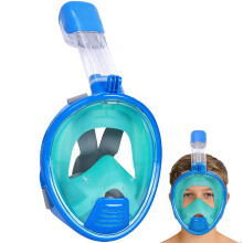Snorkel Mask for Kids,Full Face Diving Mask Anti-Fog, Anti-Leak 180view Design, Snorkeling Mask Set for Kids Girls Boys- Sports Camera Compatible(Bl
