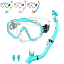 HiiPeak Kids Snorkel Set, Dry Top Snorkel Mask Snorkelling Package, Snorkelling Diving Mask with Breathing Tube Panoramic View Tempered Glass Anti-Fog