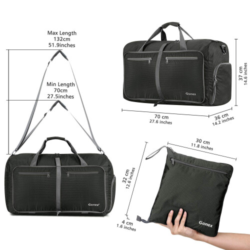 Gonex Foldable Travel Duffle Bag, 80L Lightweight with Shoe Compartment 1