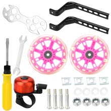 Pwsap Bicycle Training Flash Wheels, Children's Bike Stabilizers Support Wheels Bike Steel Frame for 12 14 16 18 20 Inch Kids Riding Safety Equipment