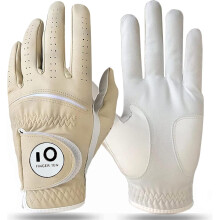 FINGER TEN Golf Gloves Men with Ball Marker (Brown,L-Worn on Left Hand)