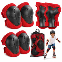 Kids Protective Gear Set 6PCS, Adjustable Knee Elbow Wrist Guards with Mesh Bag, Safety Protector for Kids Boys Girls, for Skateboard Roller Skating B