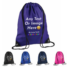 Varsany Personalised Drawstring Bag with Name for Kids Gym & School Purple