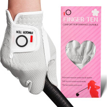 FINGER TEN Golf Gloves Women Rain Grip Left Right Hand (White, M, Right)