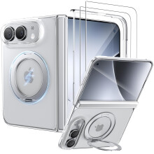 WSKEN Magnetic Case for iPhone Duo-360Ring Stand with 2 Screen Protectors