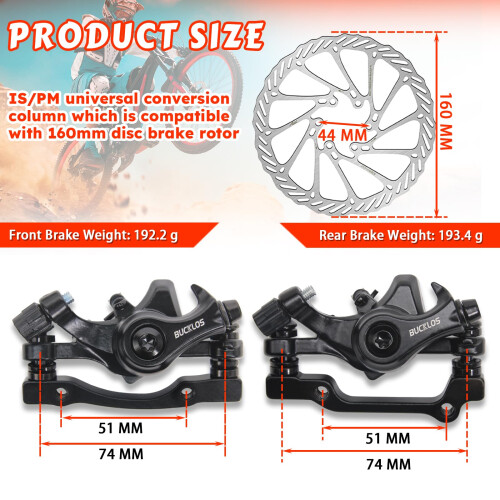 AEYINO Bicycle Disc Mechanical Brake Kit Line Pulling Disc Brakes Caliper 2
