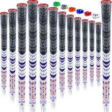 SAPLIZE Cross Cord Golf Grips Set of 13 Grips, Low Taper Design, Multi-compound Hybrid, Anti-Slip Golf Club Grips, T30 Flow Series, Standard Size, Whi