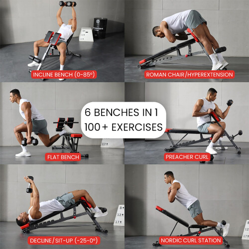 Finer Form Multi-Functional Adjustable FID Weight Bench and Roman Chair 2