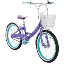 Huffy Girly Girl 20-Inch Cruiser Bike, Basket, Bell, Mudguards, Adjustable Comfort Saddle, Upright Handlebars, Single-Speed, Dual Brakes, Stylish Girl