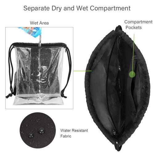 RYACO Waterproof Drawstring Backpack, Swimming Sports Gym Bag 1