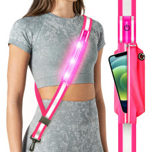 LED Reflective Belt Sash for Walking at Night, Night Running Safety Gear High Visibility Rechargeable LED Light Up Running Belt for Runners Walkers Me